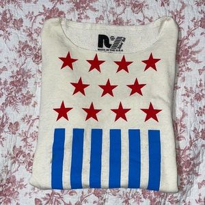 REBEL YELL vintage red stars blue stripe sweatshirt S